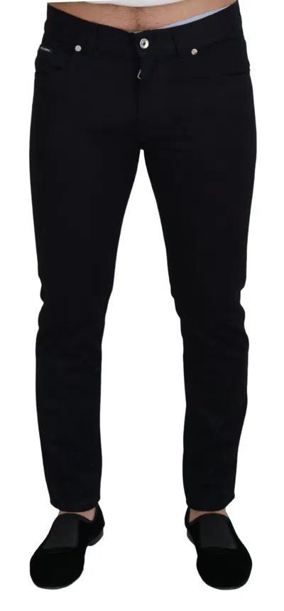 Shop Dolce & Gabbana Elegant Black Silk Blend Denim Men's Pants