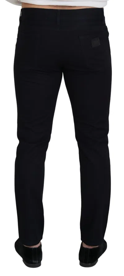 Shop Dolce & Gabbana Elegant Black Silk Blend Denim Men's Pants