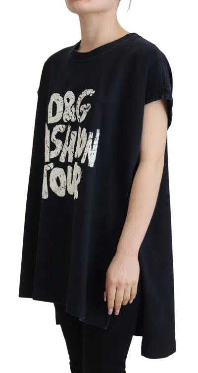 Dolce & Gabbana Elegant Cotton Round Neck Tee With Print In Black