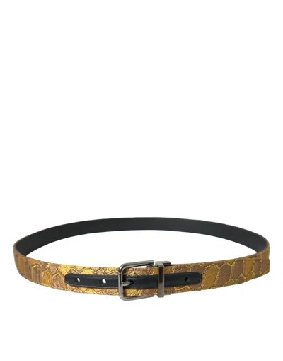 Shop Dolce & Gabbana Elegant Gold Leather Men's Belt