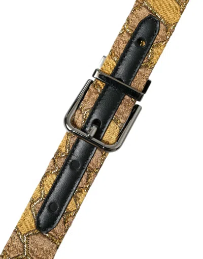 Shop Dolce & Gabbana Elegant Gold Leather Men's Belt