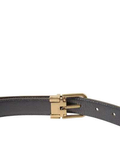 Shop Dolce & Gabbana Metallic Gold Leather Belt - Timeless Men's Elegance