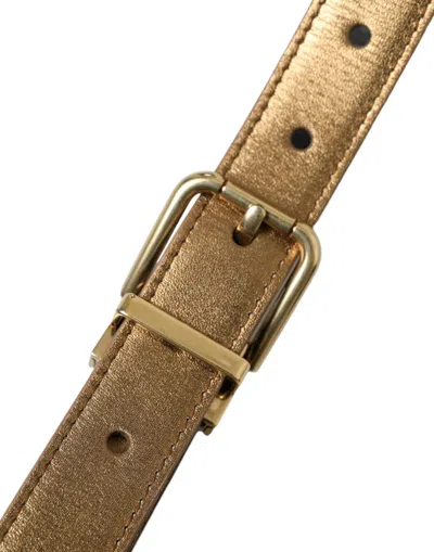 Shop Dolce & Gabbana Metallic Gold Leather Belt - Timeless Men's Elegance