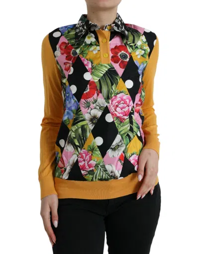 Shop Dolce & Gabbana Multicolor Cashmere-silk Blend Henley Women's Sweater