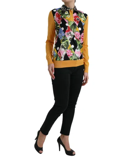 Shop Dolce & Gabbana Multicolor Cashmere-silk Blend Henley Women's Sweater