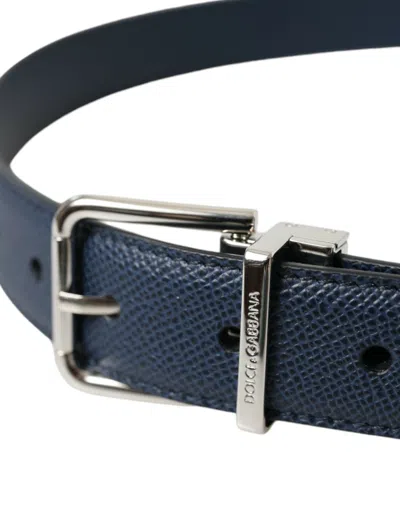 Shop Dolce & Gabbana Elegant Navy Blue Leather Men's Belt