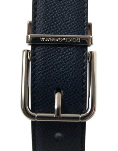 Shop Dolce & Gabbana Elegant Navy Blue Leather Men's Belt