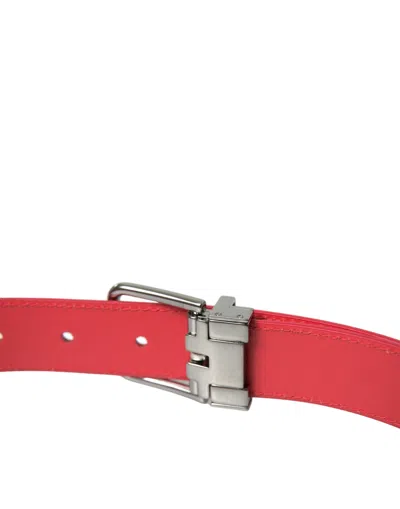 Shop Dolce & Gabbana Elegant Red Leather Waist Belt With Logo Women's Buckle