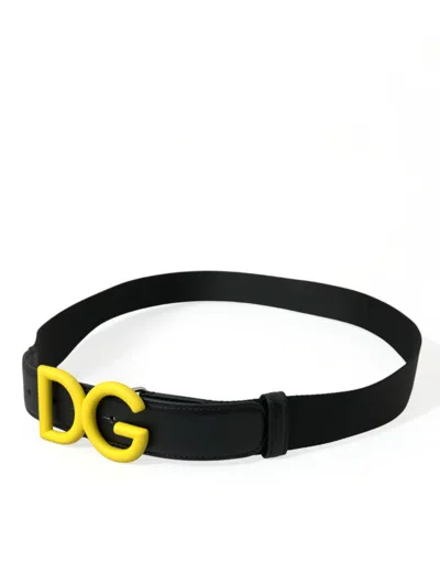 Shop Dolce & Gabbana Elegant Black And Yellow Designer Men's Belt