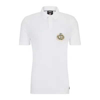 Shop Hugo Boss X Nfl Cotton-piqu Polo Shirt With Collaborative Branding In Multi
