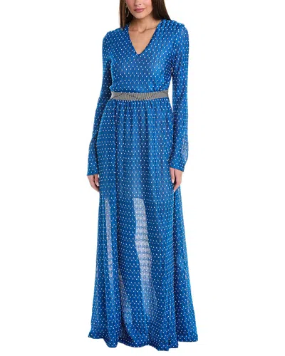 Shop M Missoni Knit Long Maxi Dress In Blue