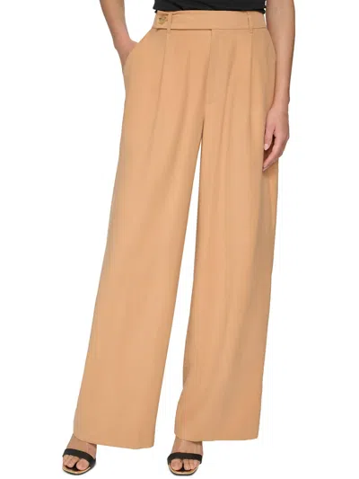 Shop Dkny Womens High Rise Pleated Wide Leg Pants In Multi