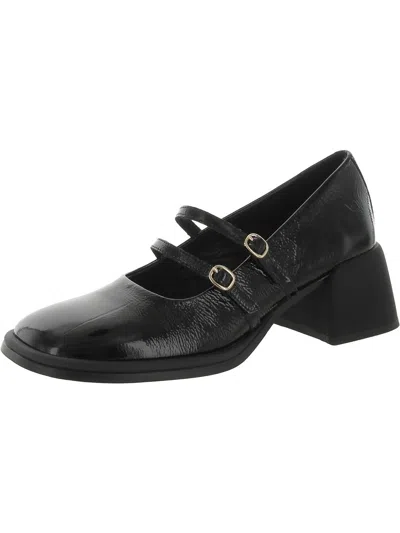Shop Vagabond Ansie Womens Patent Leather Block Heel Loafers In Black