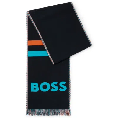 Shop Hugo Boss X Nfl Logo Scarf With Miami Dolphins Branding In Multi