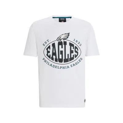 Shop Hugo Boss X Nfl Stretch-cotton T-shirt With Collaborative Branding In Multi
