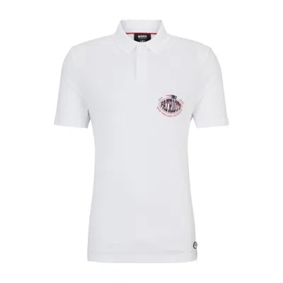 Shop Hugo Boss X Nfl Cotton-piqu Polo Shirt With Collaborative Branding In Multi