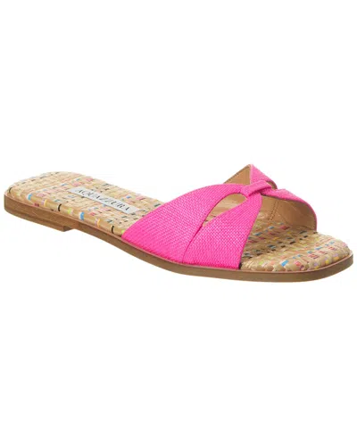 Shop Aquazzura Villette Canvas & Raffia Sandal In Pink