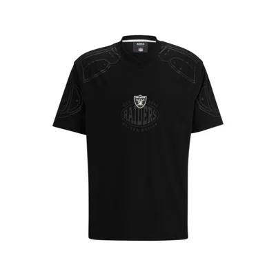 Shop Hugo Boss X Nfl Oversize-fit T-shirt With Collaborative Branding In Multi
