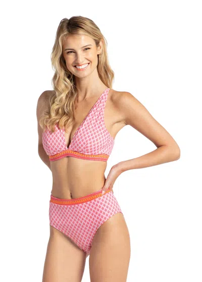 Shop Cabana Life Boca Raton Reversible High Waisted Bikini Bottom In Pink
