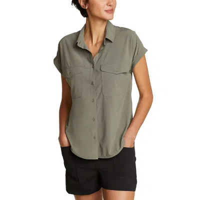 Shop Eddie Bauer Women's Escapelite Short-sleeve Button Shirt In Green