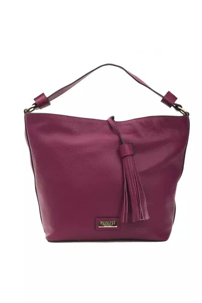 Pompei Donatella Burgundy Leather Shoulder Bag In White