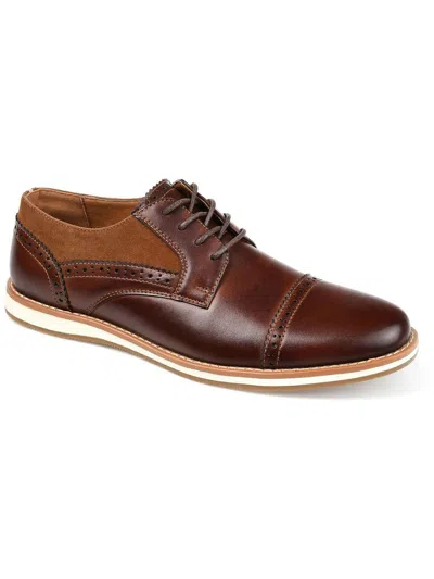 Shop Vance Co. Mens Faux Leather Perforated Oxfords In Brown
