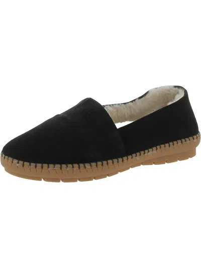 Shop Trotters Ruby Plush Womens Suede Comfy Scuff Slippers In Black