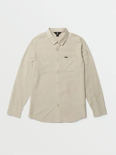Shop Volcom Orion Long Sleeve Shirt - Khaki In Green