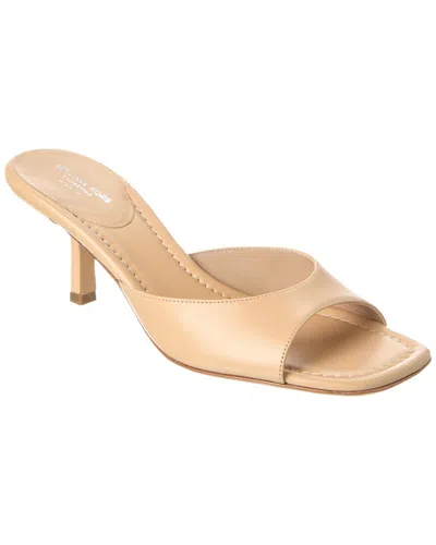Shop Michael Kors Anita Runway Leather Sandal In Beige