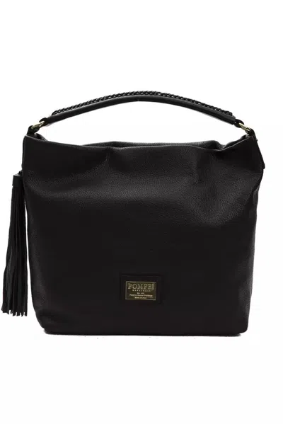 Shop Pompei Donatella Elegant Leather Shoulder Women's Bag In Black