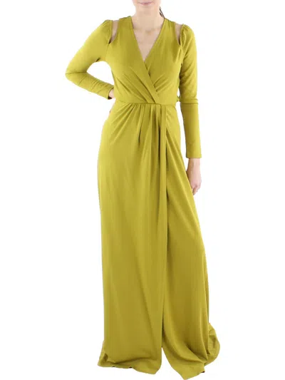 Shop Yaura Womens Knit Cold Shoulder Evening Dress In Green