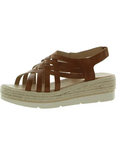 Shop Dr. Scholl's Off Site Womens Faux Leather Strappy Wedge Sandals In Gold