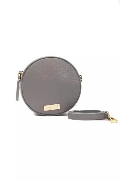 Shop Pompei Donatella Chic Leather Oval Crossbody Women's Bag In Grey