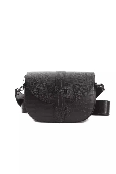 Shop Pompei Donatella Elegant Croc-effect Leather Crossbody Women's Bag In Black