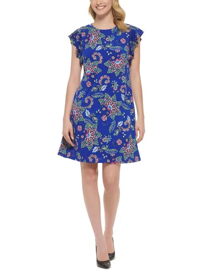 Shop Jessica Howard Petites Womens Party Mini Fit & Flare Dress In Blue