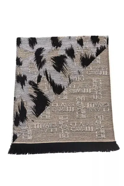 Shop Cavalli Class Chic Animalier Wool-blend Men's Scarf In Beige