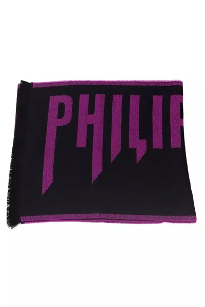 Shop Philipp Plein Elegant Wool-blend Men's Scarf In Purple
