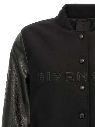 Shop Givenchy Cropped Logo Bomber Jacket Casual Jackets, Parka White/black