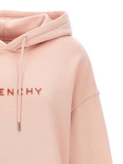 Shop Givenchy Flocked Logo Hoodie Sweatshirt Pink