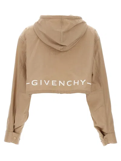 Shop Givenchy K-way Logo Casual Jackets, Parka Beige