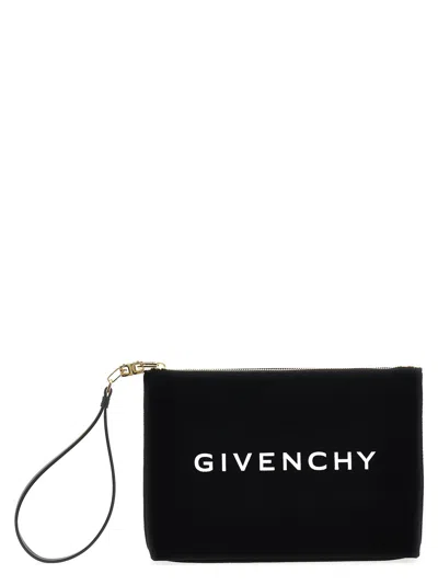 Shop Givenchy Large Canvas Pouch Clutch Black