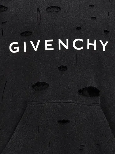 Shop Givenchy Logo Hole Hoodie Sweatshirt Black