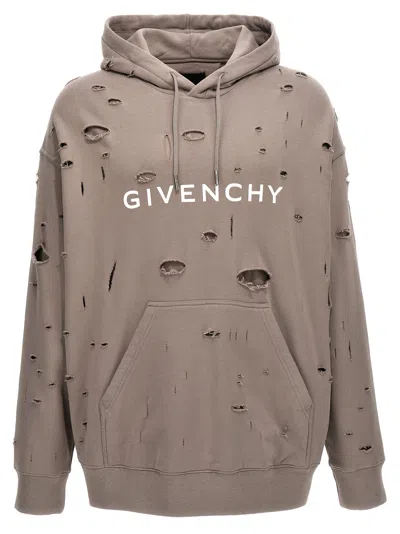 Shop Givenchy Logo Hoodie Sweatshirt Gray