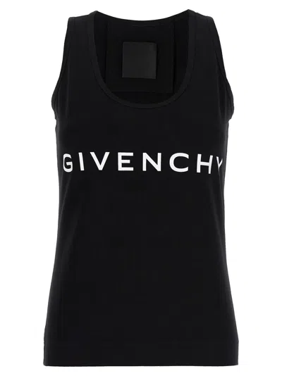 Shop Givenchy Logo Print Tank Top Tops White/black