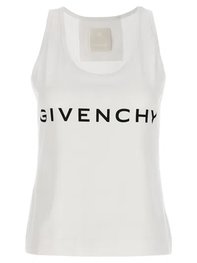 Shop Givenchy Logo Print Tank Top Tops White/black