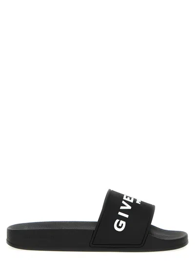 Shop Givenchy Logo Slides Sandals White/black