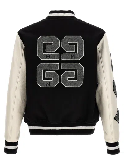 Shop Givenchy Patches And Embroidery Bomber Jacket Casual Jackets, Parka White/black