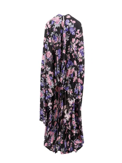 Shop Balenciaga Pleated Jersey Dress With Floral Print