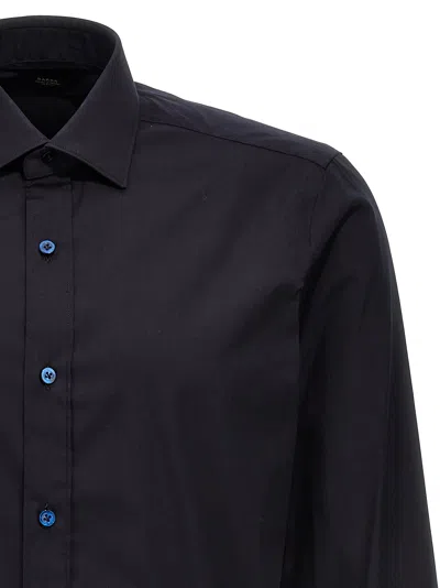 Barba Napoli Tailored Shirt With Long Cuffed Sleeves In Black
