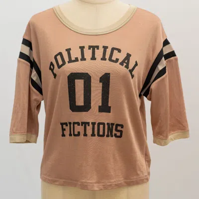 Pre-owned Saint Laurent Sporty Pink Crop Top With Political Fictions Print